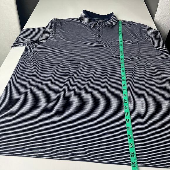 Coolibar Mens Merrit Long Sleeve Pocket Polo Shirt Blue White Striped UPF50 NWT - Picture 7 of 13